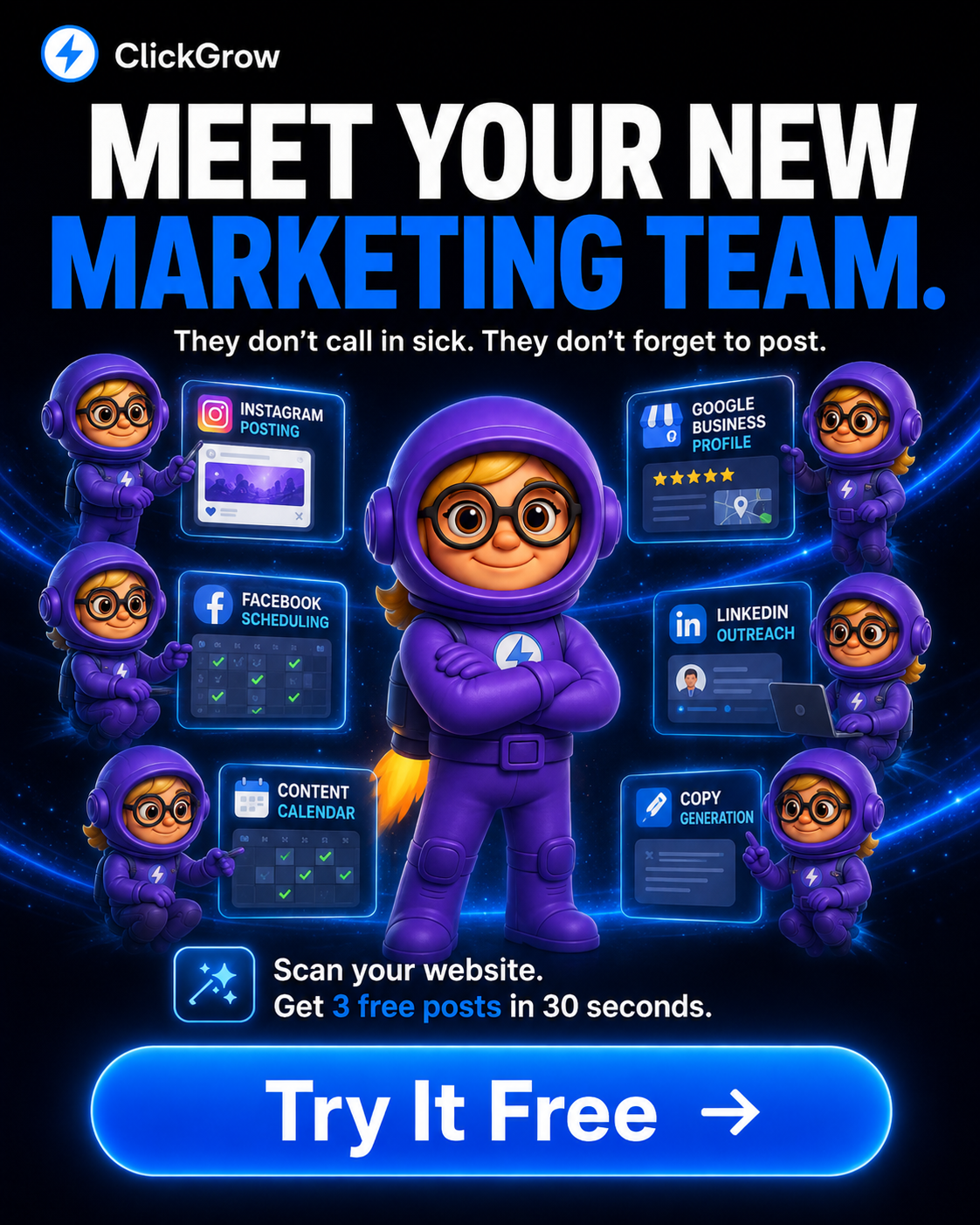 ClickGrow AI Facebook ad