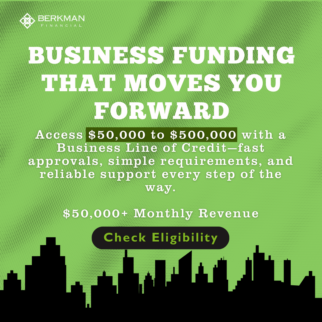 Berkman Financial Facebook ad: $50K-$500K Business Lines of Credit