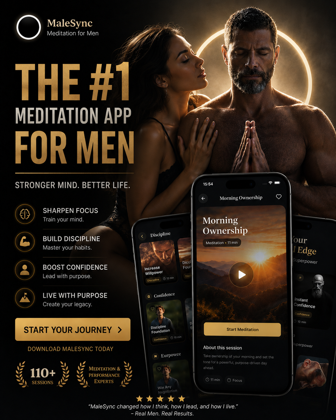 Malesync Facebook ad: Meditation App for Men