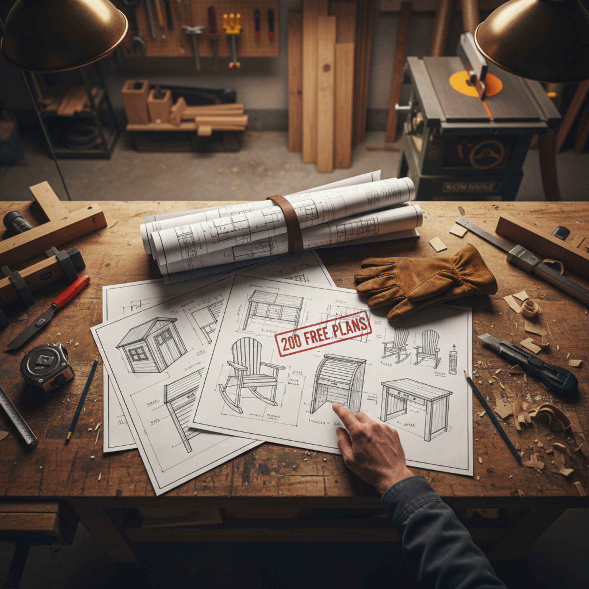 Everyday Home Projects Facebook ad: Want 200 Professional Woodworking Plans? Just Answer 3…