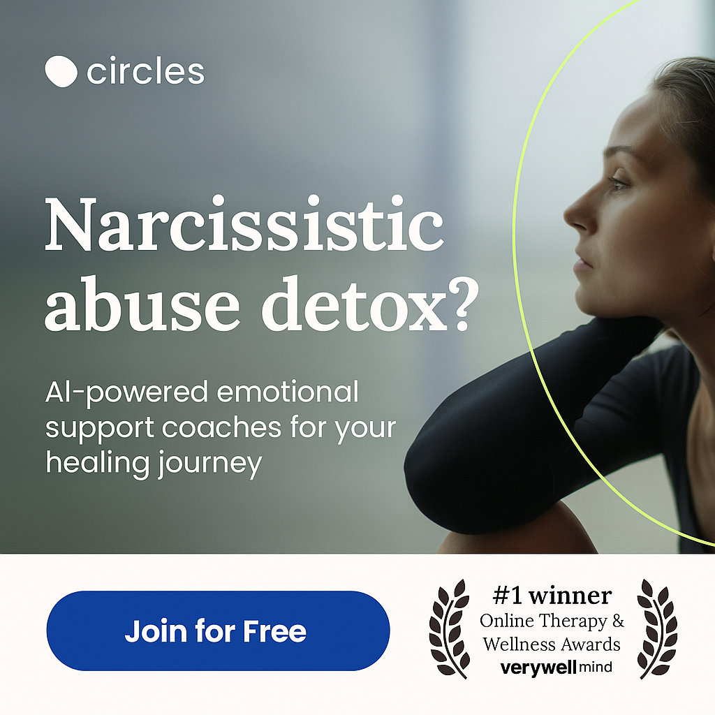 Circles - Online Groups for Emotional Support Facebook ad: Free app for healing from narcissistic abuse