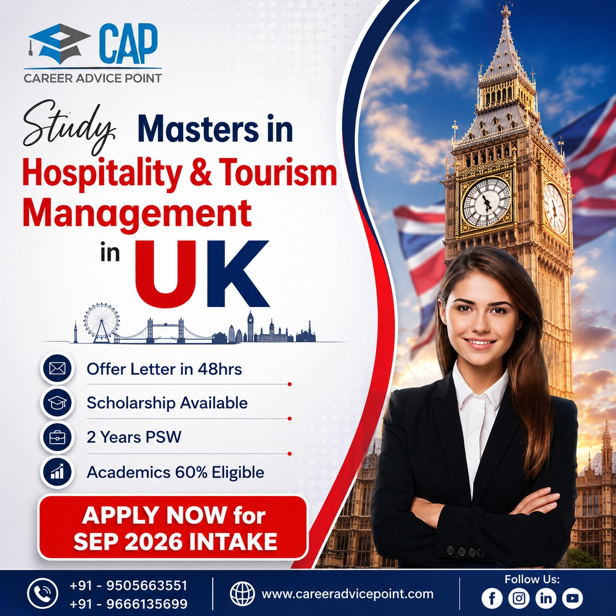 CAP Global Education Facebook ad: Study in the UK | Apply for Sep 2026