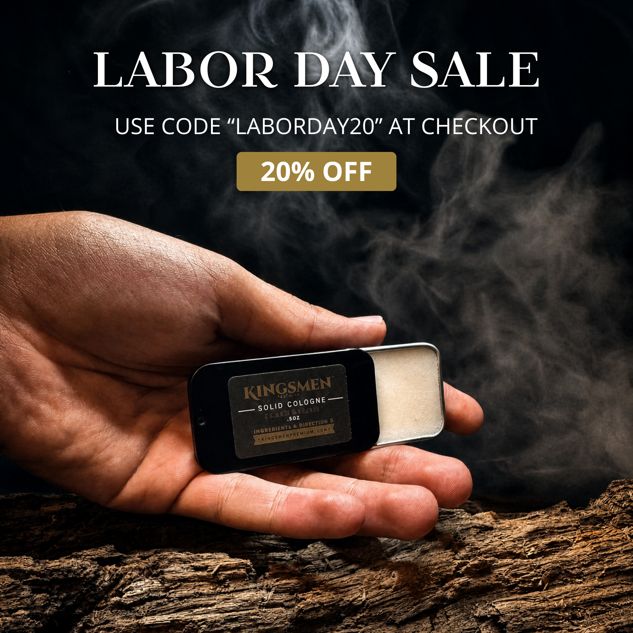 Kingsmen Premium Facebook ad: Labor Day Sale, 20% Off Everything