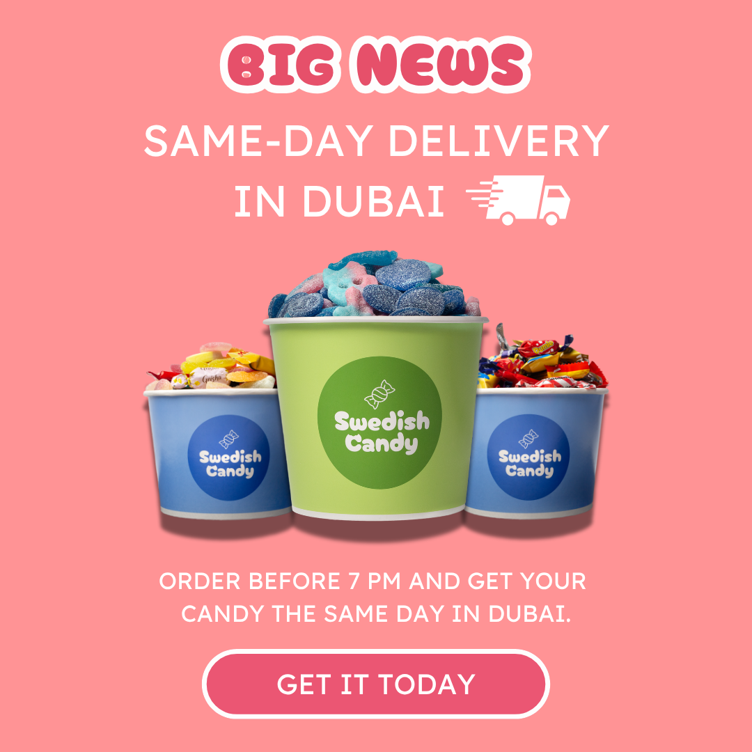 Swedish Candy UAE Facebook ad: Same-day delivery!