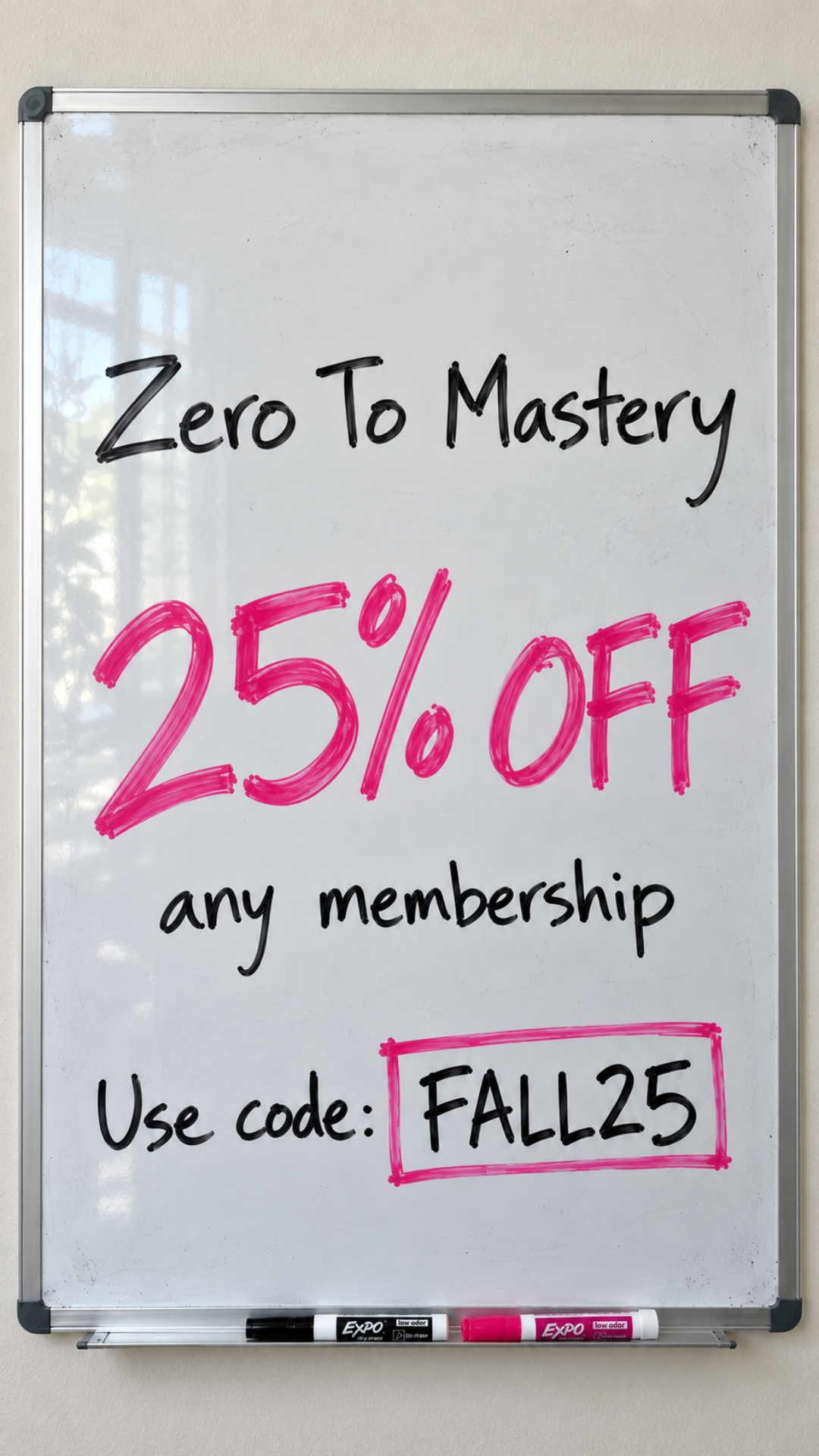 Zero To Mastery Facebook ad: 25% OFF ANY MEMBERSHIP