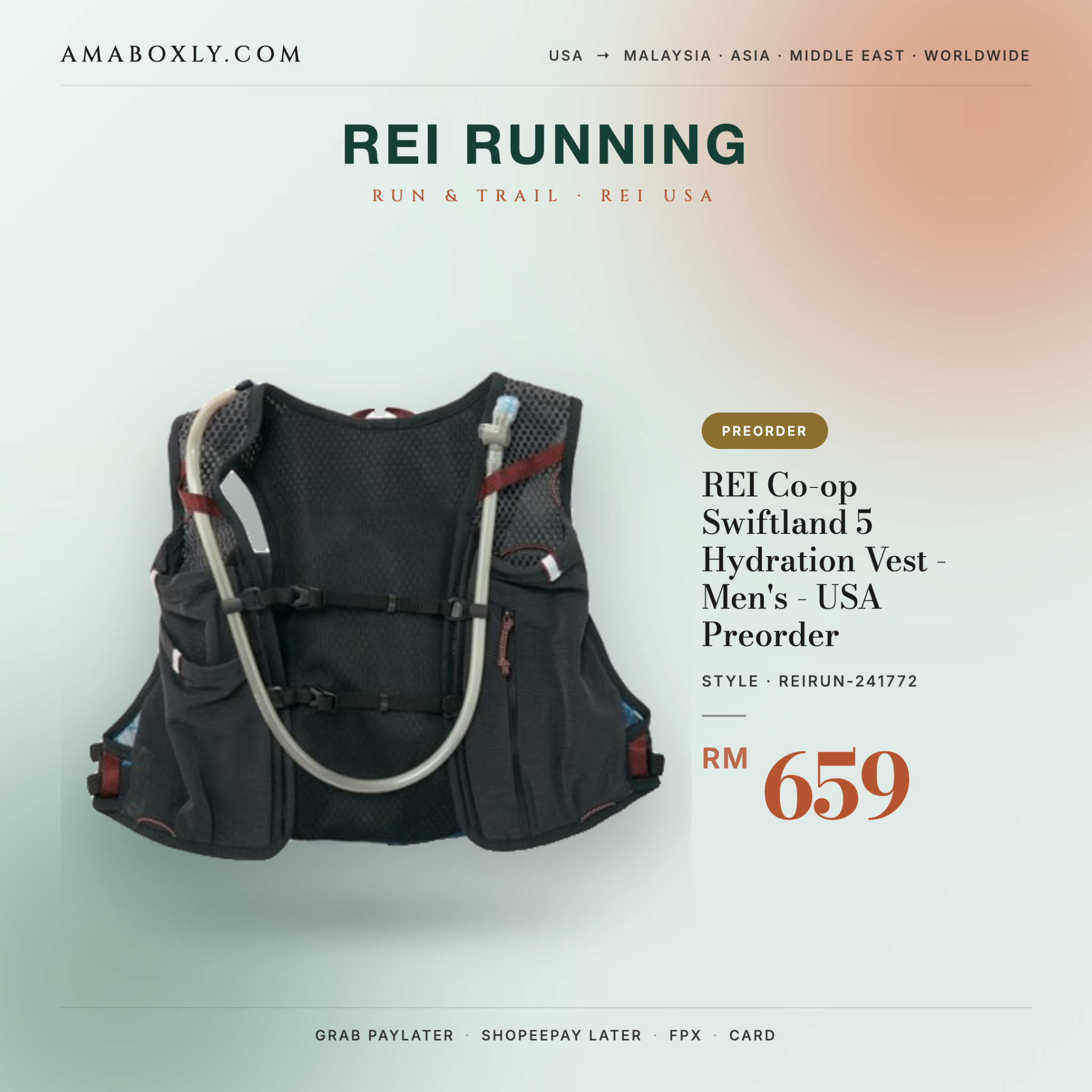 Amaboxly Bags & More Facebook ad: Run-ready gear from REI USA.