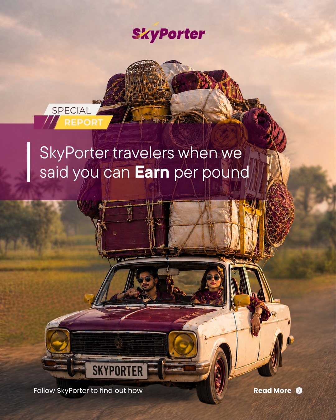 SkyPorter Facebook ad: Gari ki suspension hates to see SkyPorter travellers…