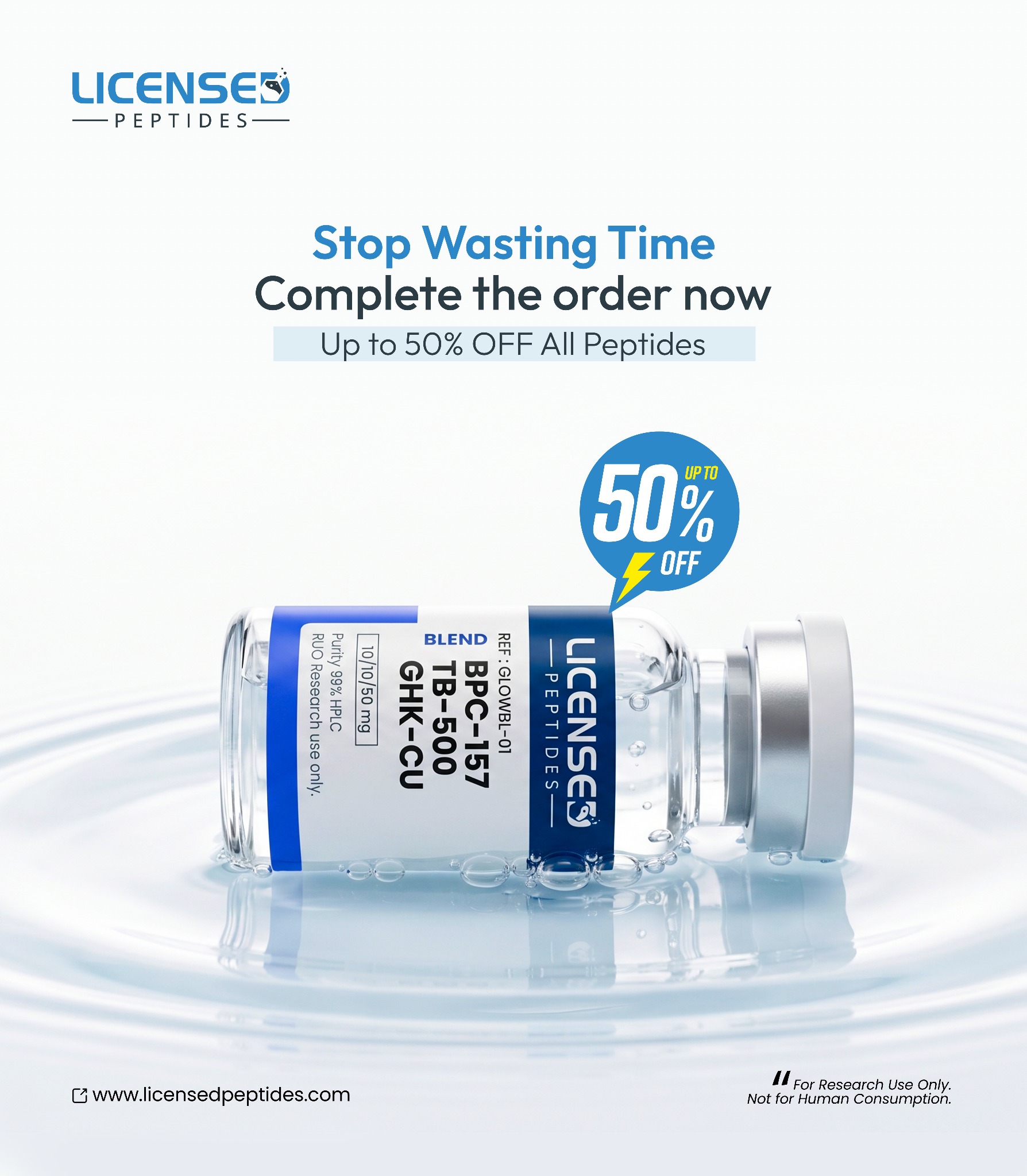 Licensed Peptides.com Facebook ad: Reliable Research Peptides On Sale