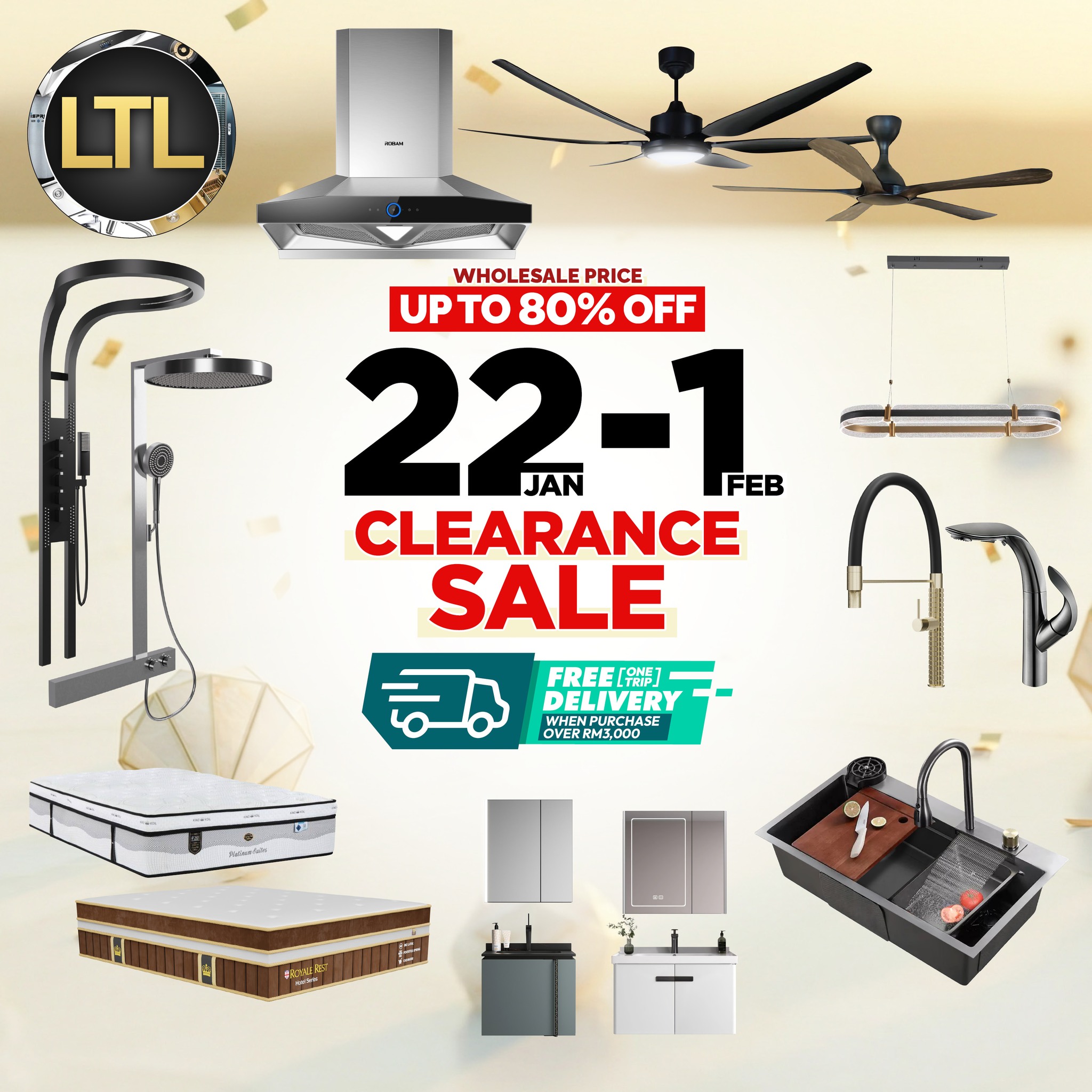 LTL Global Sdn Bhd-One Stop Specialize In Bath,Kitchen,Lighting & Mattress Facebook ad: 𝐁𝐀𝐓𝐇 𝐊𝐈𝐓𝐂𝐇𝐄𝐍 𝐋𝐈𝐆𝐇𝐓𝐈𝐍𝐆 𝐓𝐈𝐋𝐄𝐒