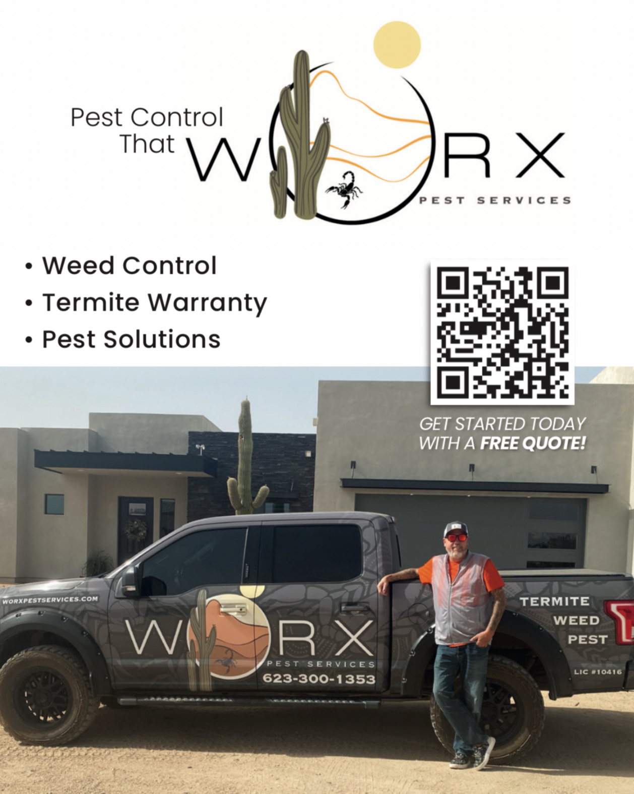 Worx Pest Services Facebook ad: *50% OFF* FIRST SERVICE