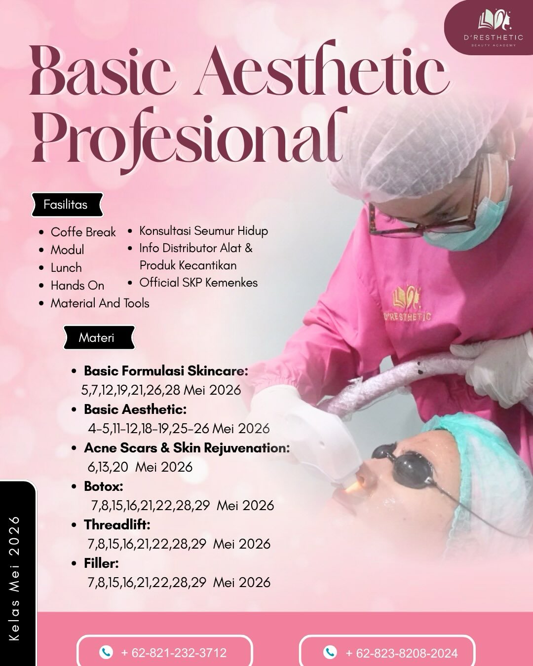 dresthetic.id Facebook ad: JADWAL TRAINING MEI- d’Resthetic Beauty Academy
