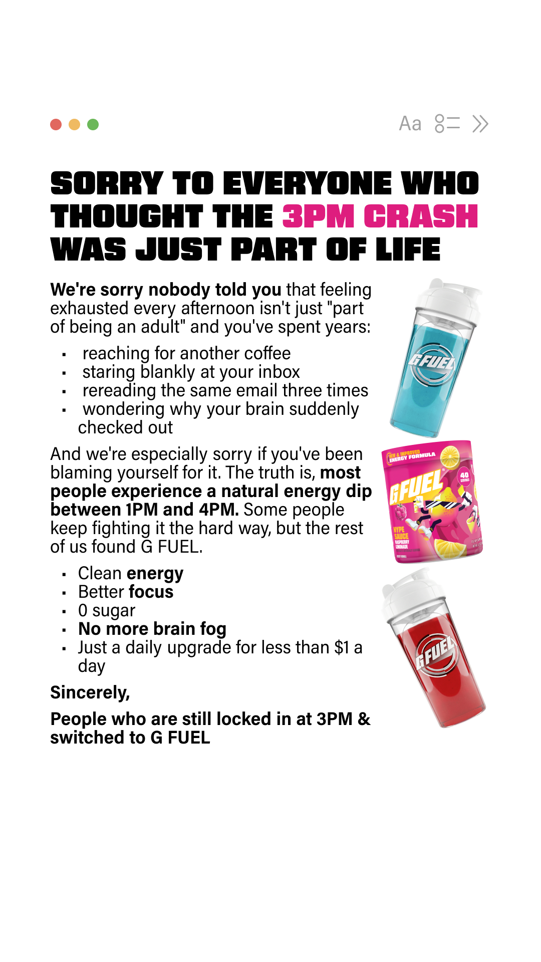 G FUEL Facebook ad