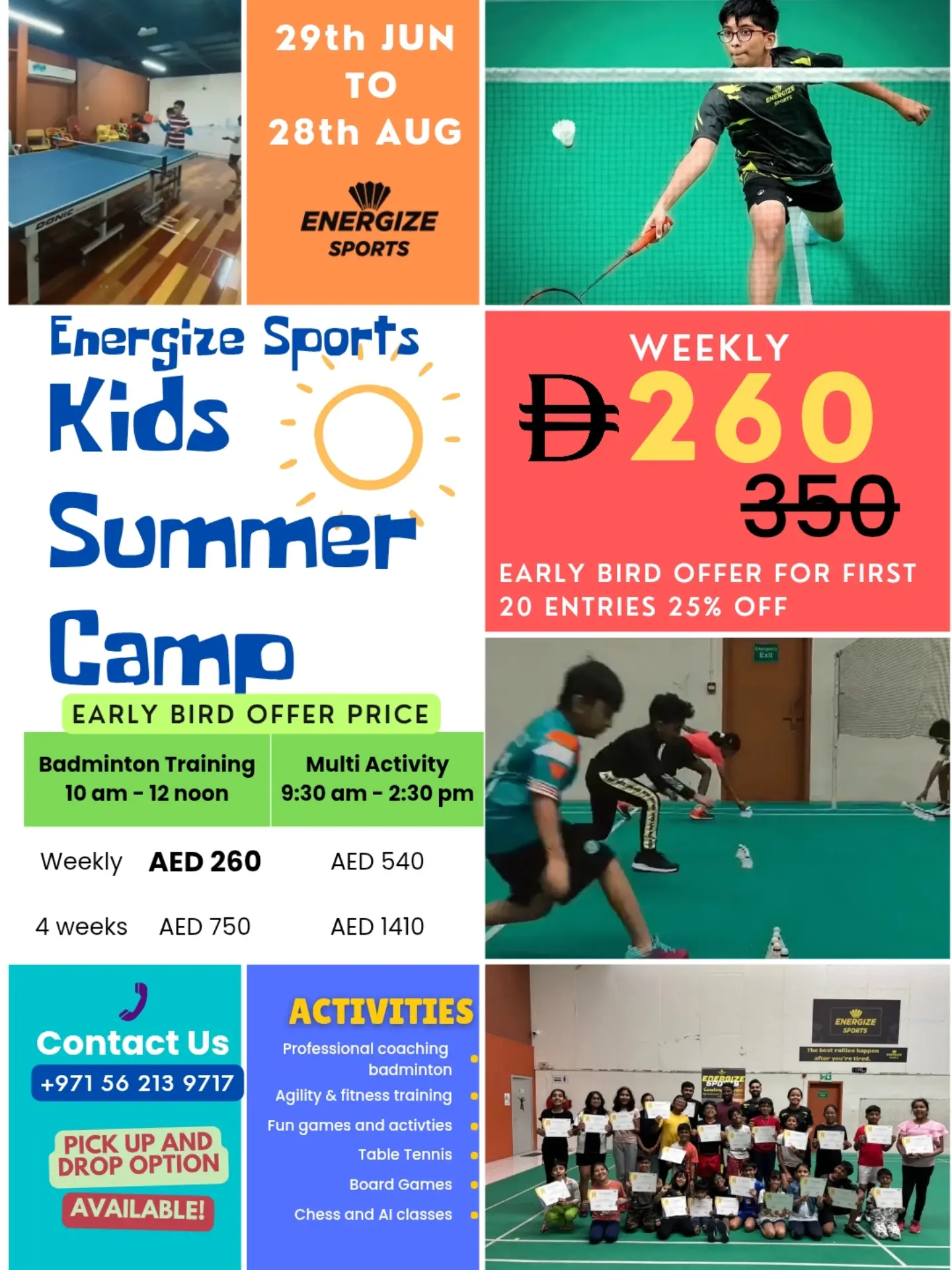 Energize Sports Badminton Academy, Al Quasis, Dubai Facebook ad: SUMMER CAMP 2026 IS HERE!