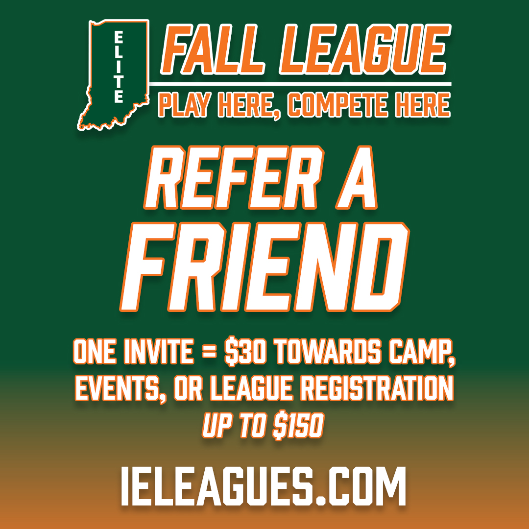 Indiana Elite Leagues Facebook ad: Refer a Friend Today.