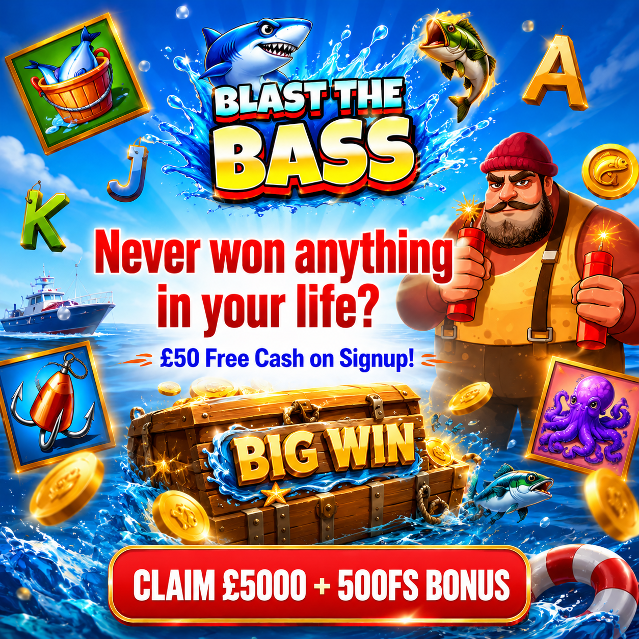 Joker Games Facebook ad: Exclusive: Β£5000 + 500FS!