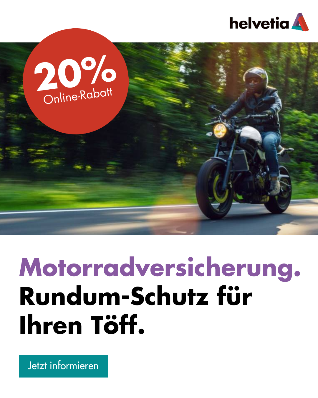 Helvetia Versicherungen Facebook ad: Jetzt 20% Online-Rabatt sichern!