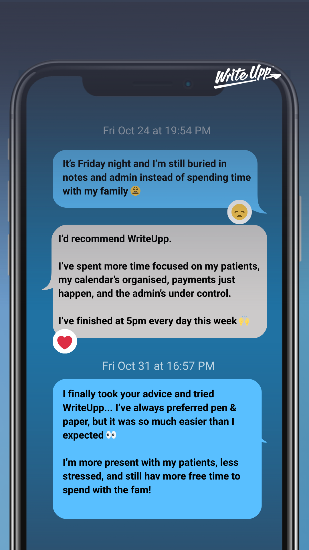 WriteUpp Facebook ad