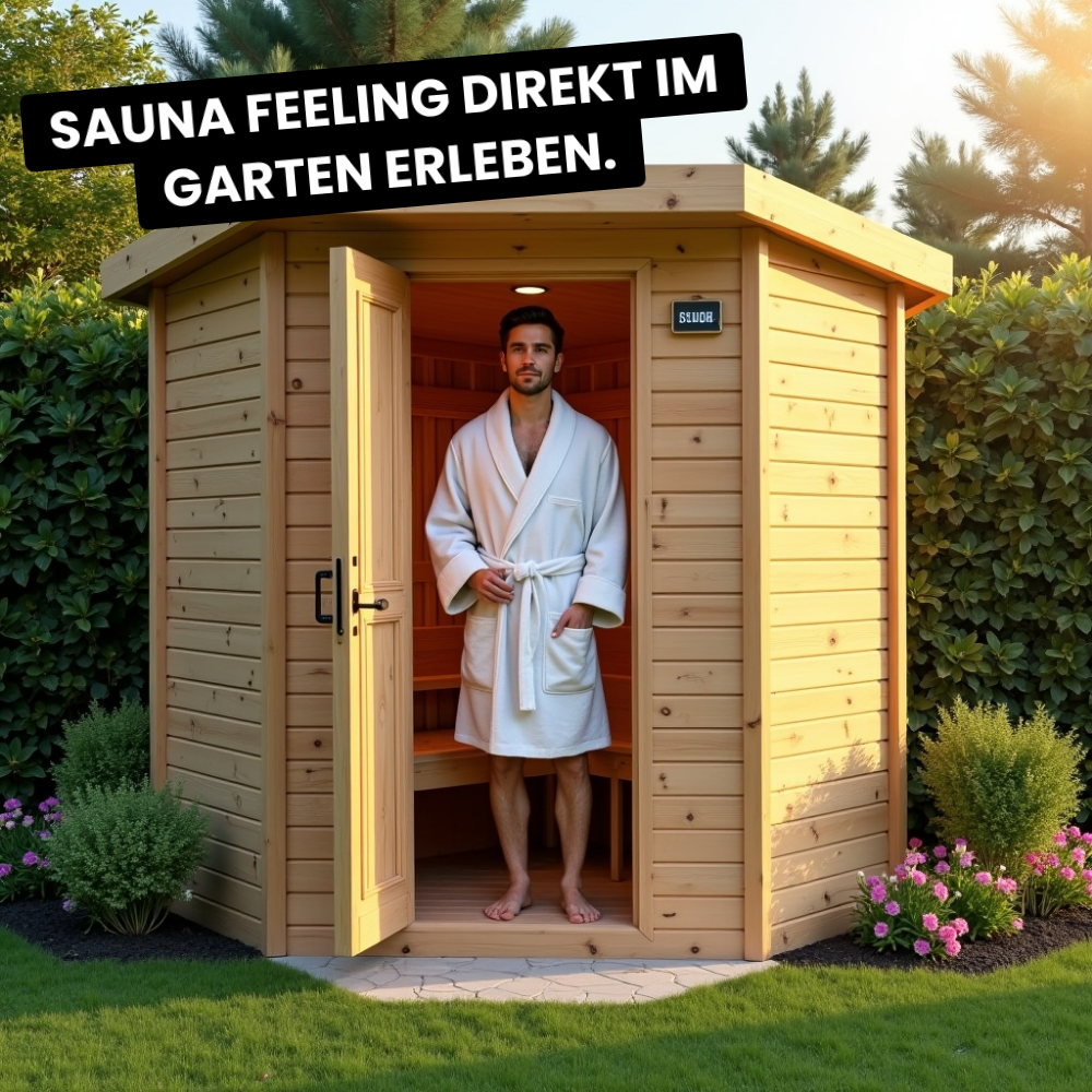 Daily Browse Facebook ad: Garten Sauna Komplettset Angebot.