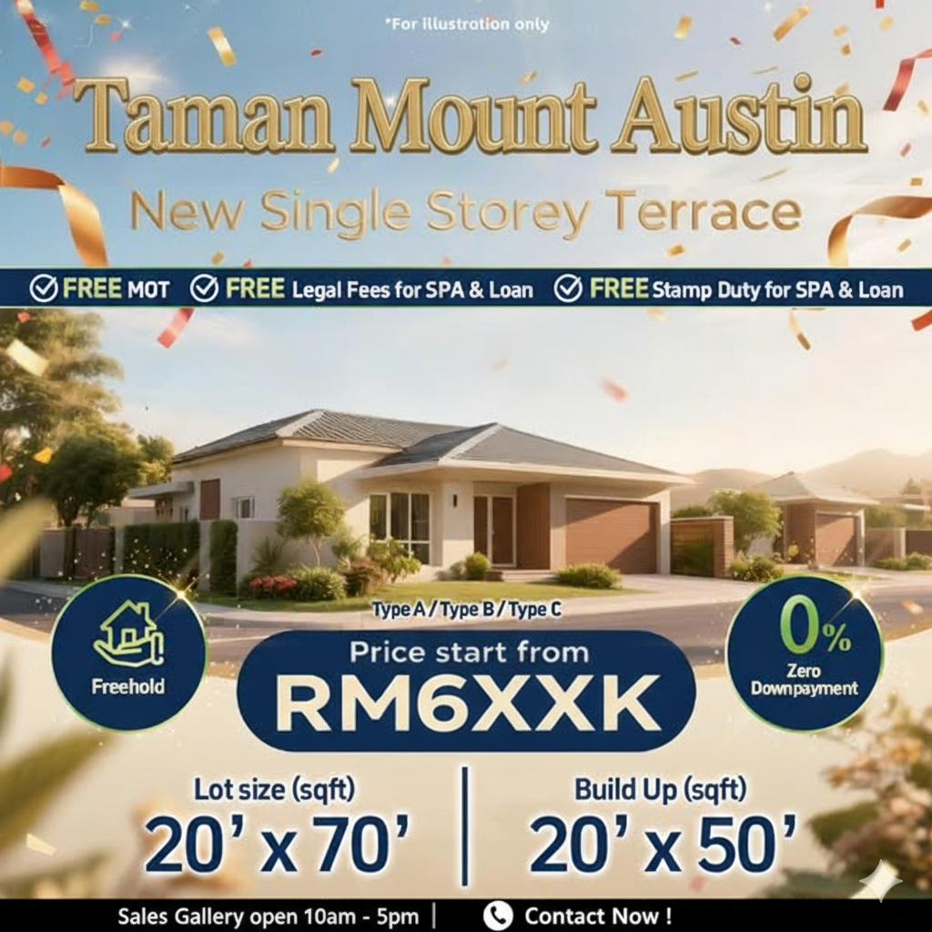 房地产之家Queen Properties Facebook ad: 0 Downpayment Single Storey terrace 2026