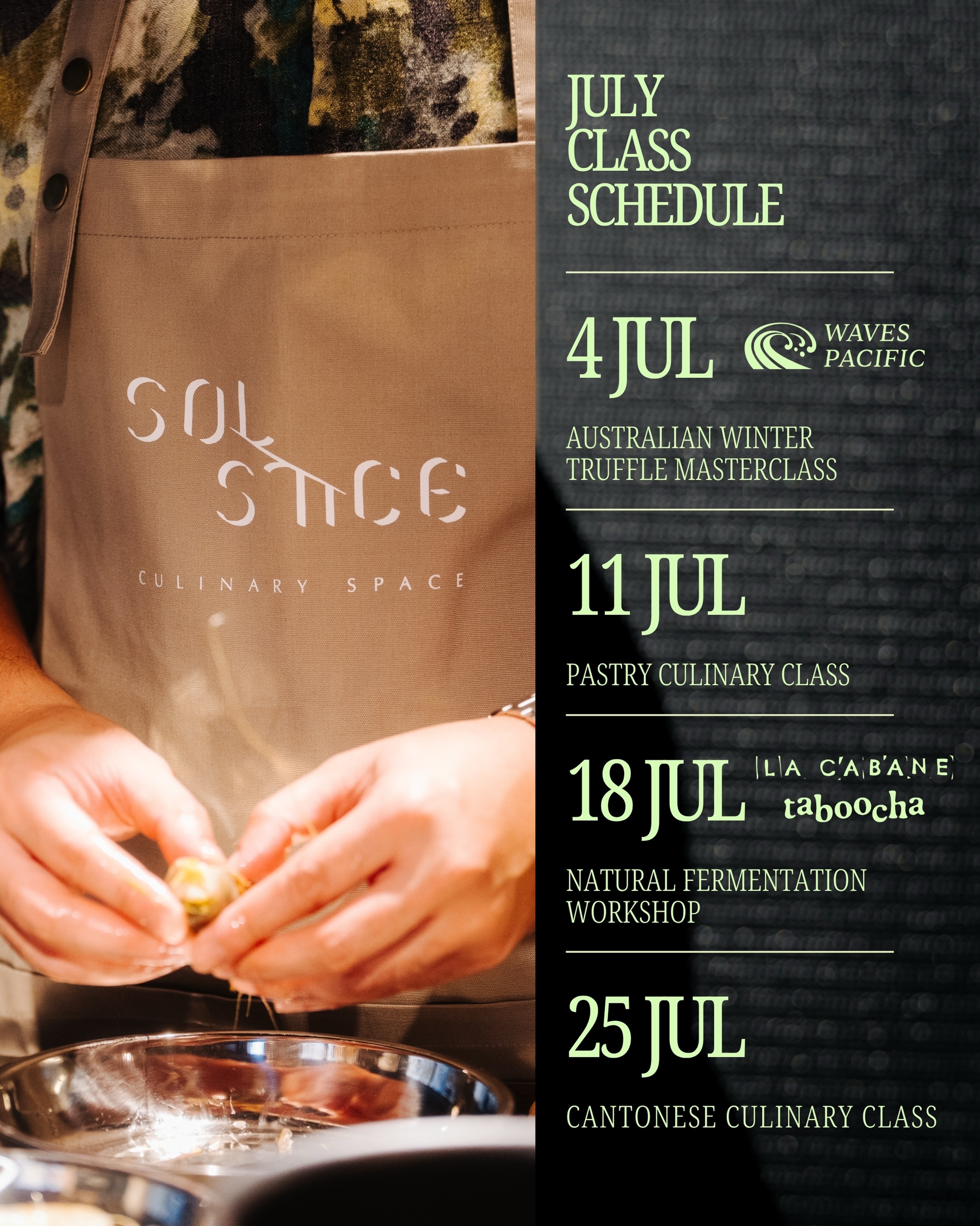 Solstice Culinary Space Facebook ad: Unlock new culinary horizons this July at Solstice…