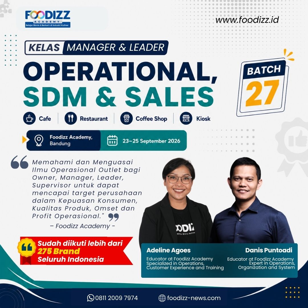 Foodizz Company Facebook ad: KELAS MANAGER & LEADER: OPERATIONAL, SDM & SALES