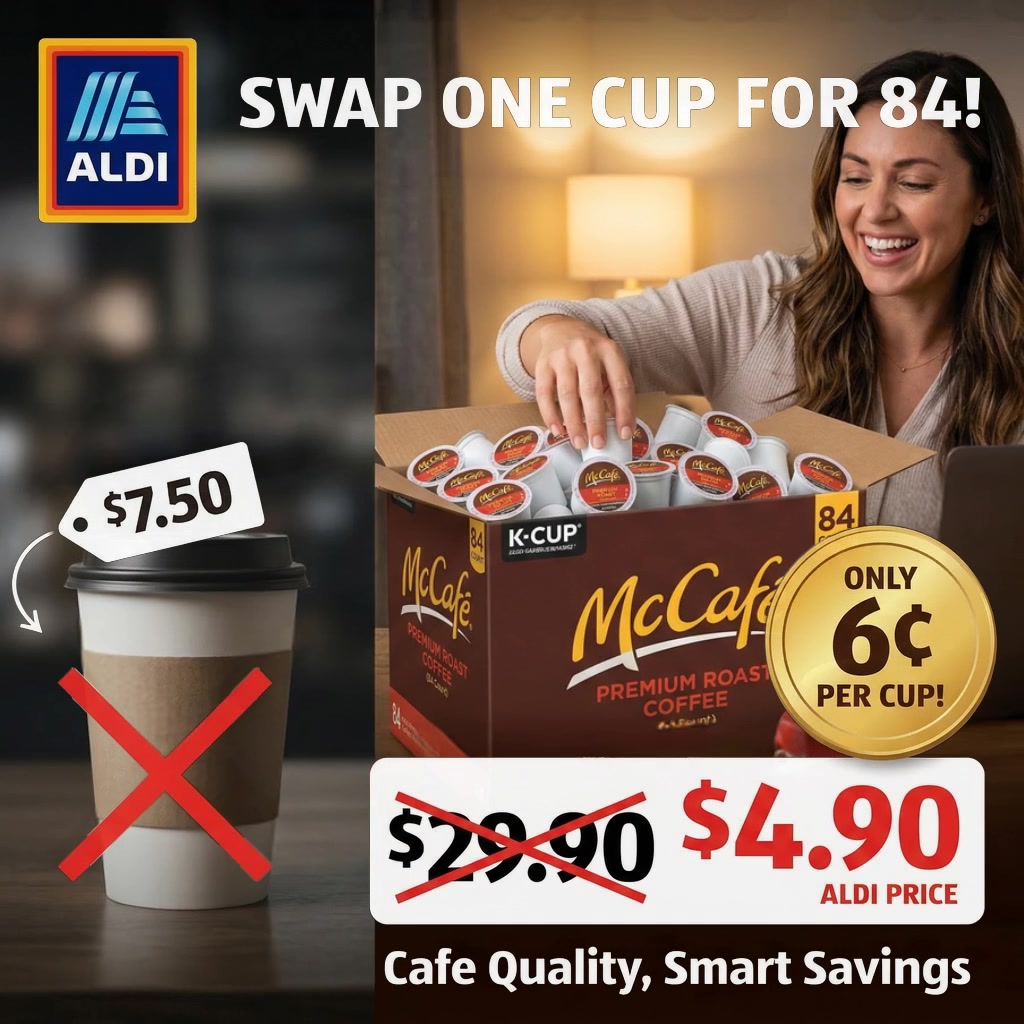Simply ALDI Deals Facebook ad: 84% OFF McCafé Premium Roast, ALDI Quality Guaranteed!