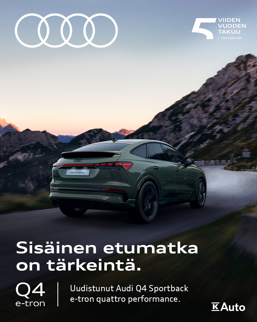 Audi Finland Facebook ad: Uudistunut Audi Q4 Sportback e-tron nyt myynnissä