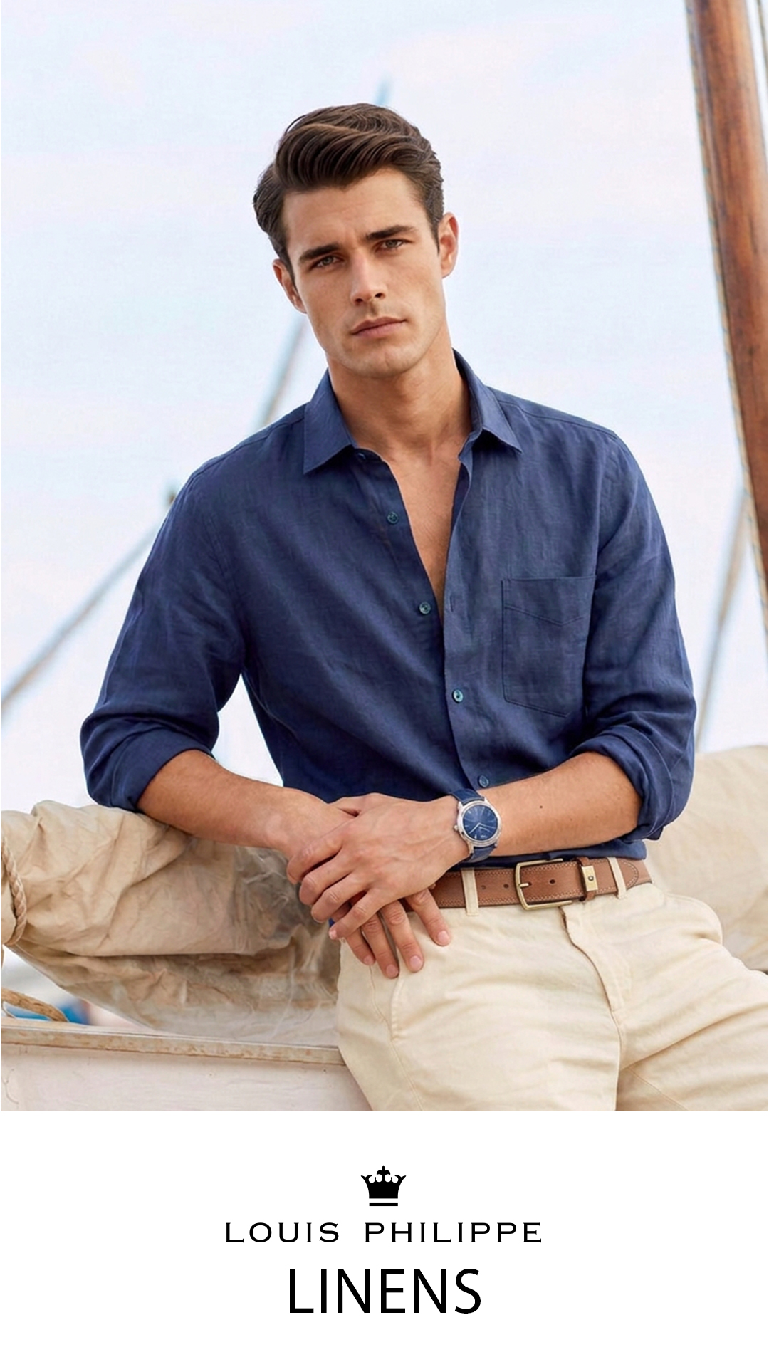 Louis Philippe Facebook ad: Men Multi Print Polo Neck T-shirt