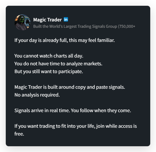 Magic Trader - Progress Facebook ad from Feb 13, 2026