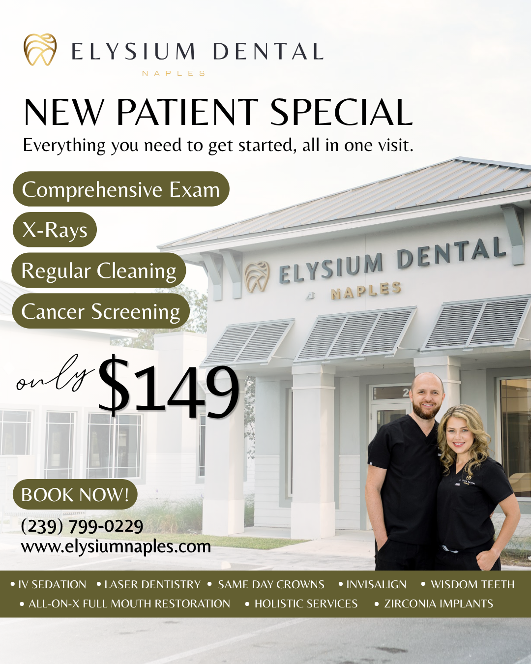 Elysium Dental Facebook ad: New Patient Special, Only $149!