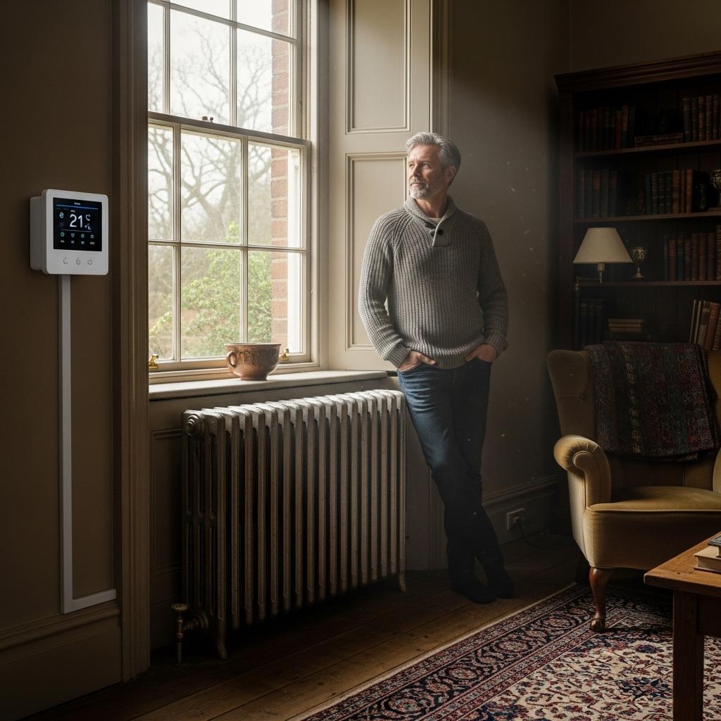 Quick Outline Facebook ad: Air Source Heat Pump For Old House With Radiators.