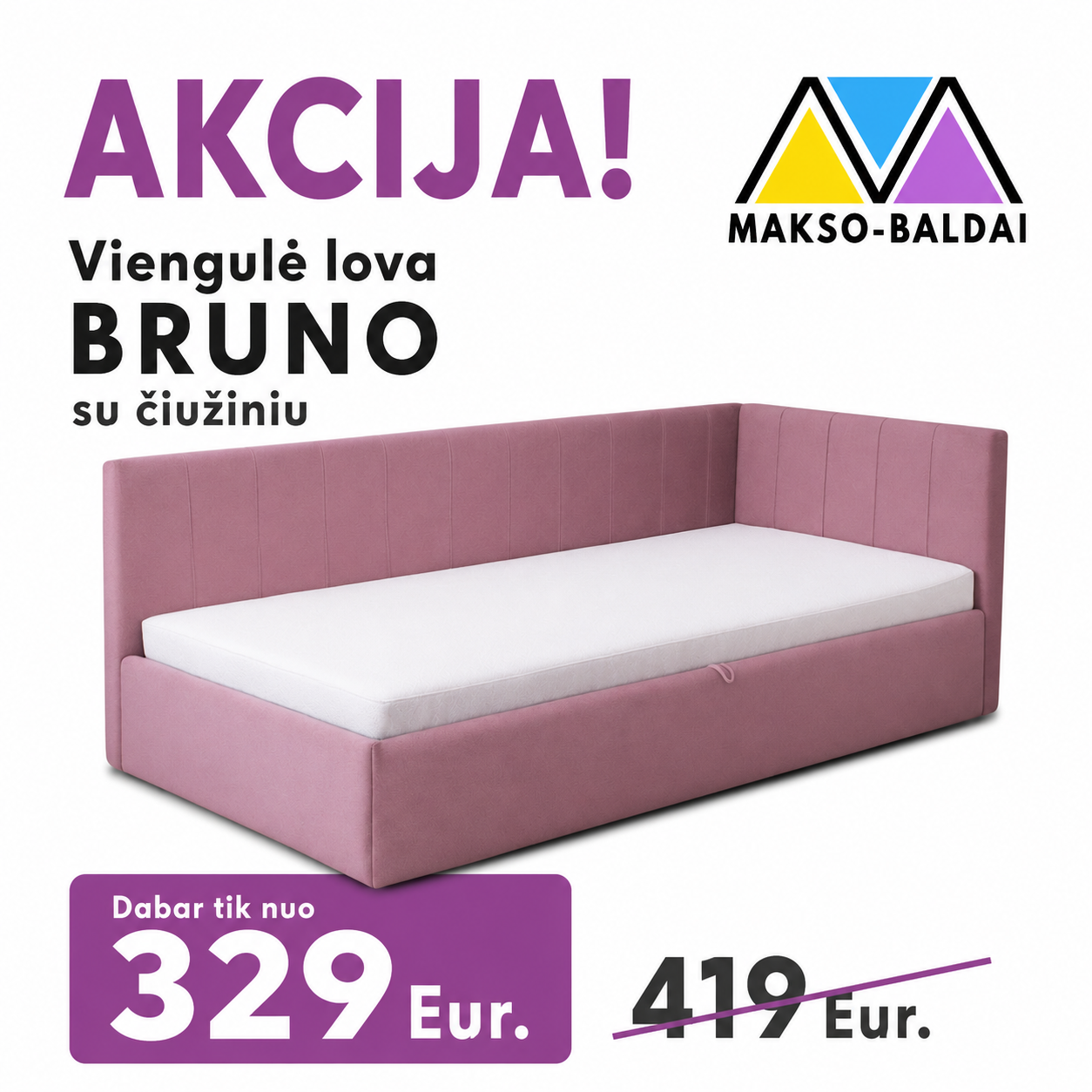 Makso - Baldai Facebook ad: Ieškote patogios ir stilingos viengulės lovos?