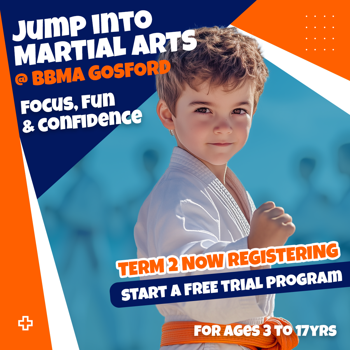 BBMA Gosford Facebook ad: Term 2 Kids Karate FREE Intro Program