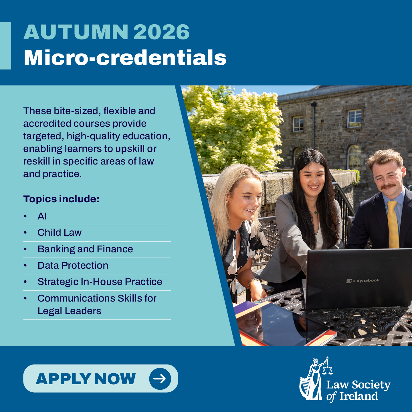 The Law School - Law Society of Ireland Facebook ad: Law Society Micro-credentials