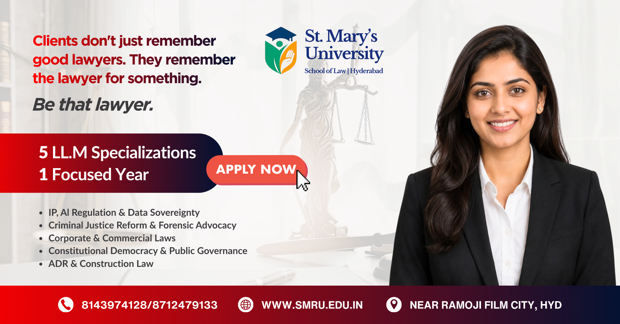 St. Mary's University Facebook ad: Law Admissions 2026 - Apply Now