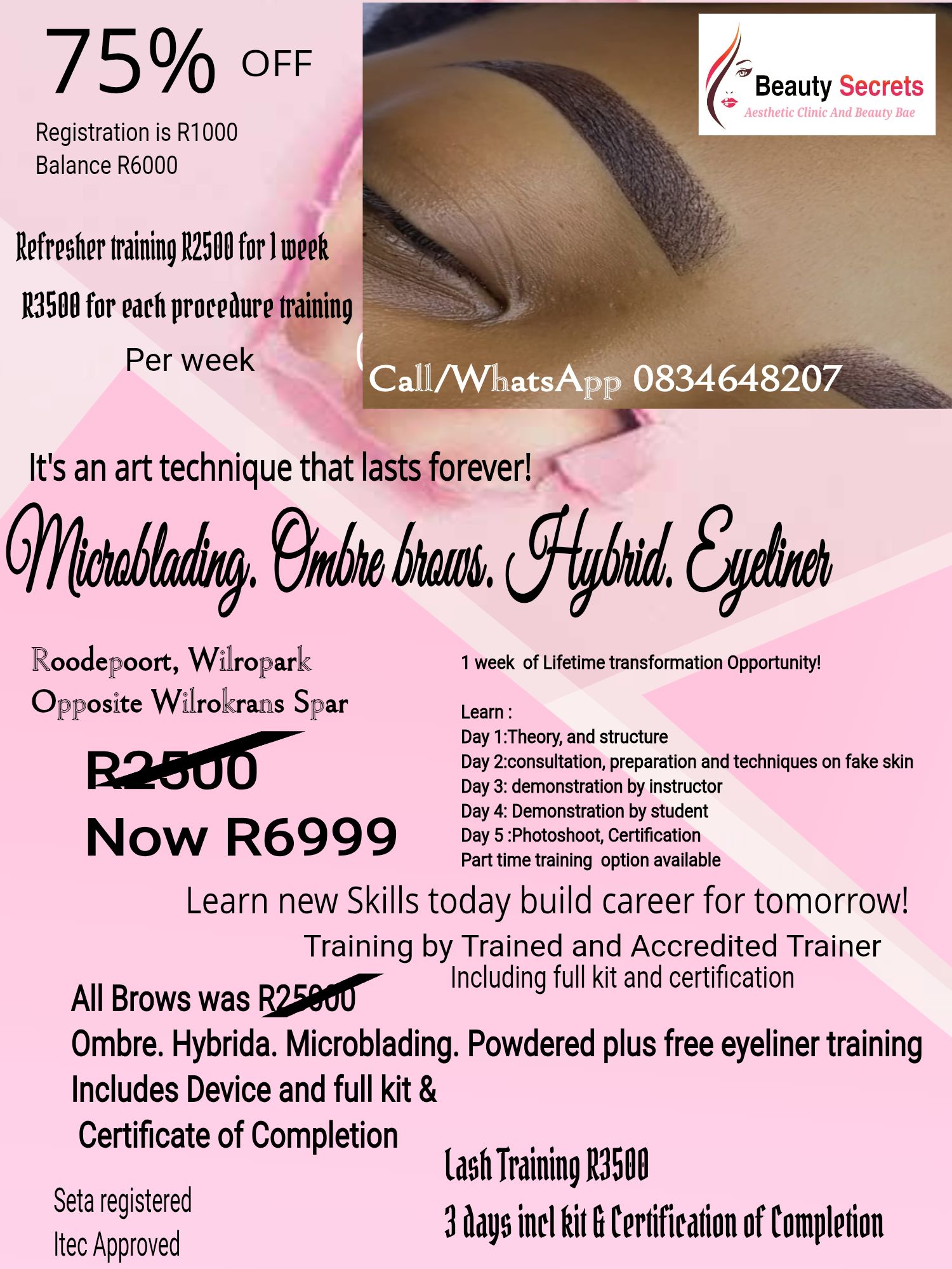 Brows. Skin & Lashes Expert Facebook ad: New Skills Today, New Career tomorrow