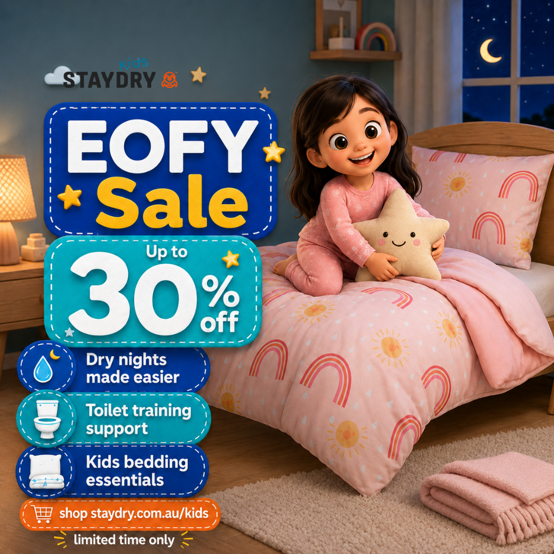 Staydry Kids Facebook ad: Up to 30% off EOFY