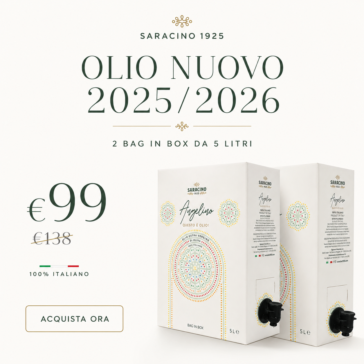 Saracino 1925 Facebook ad: Spedizione Gratuita