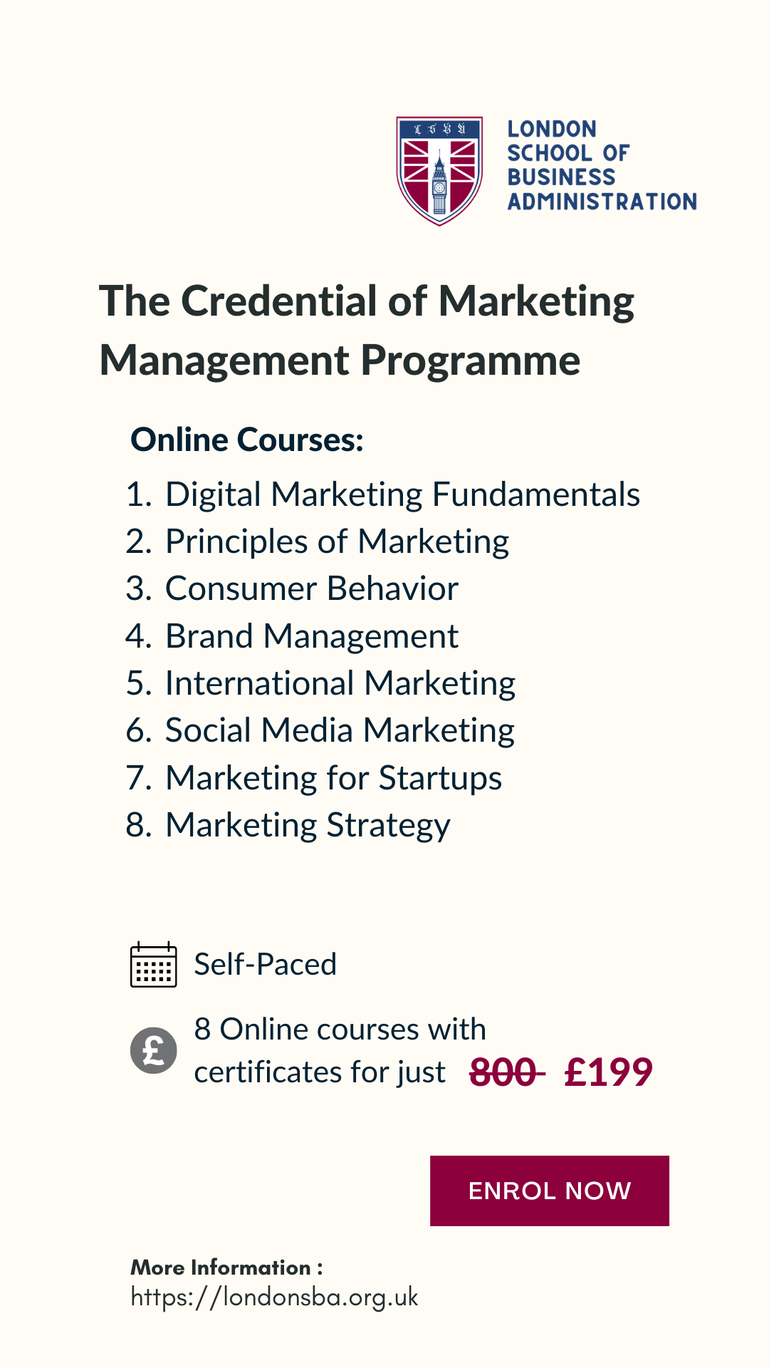 London School of Business Administration Facebook ad