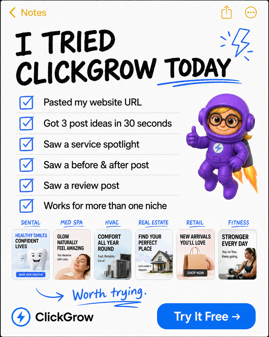 ClickGrow AI Facebook ad: I tried it today