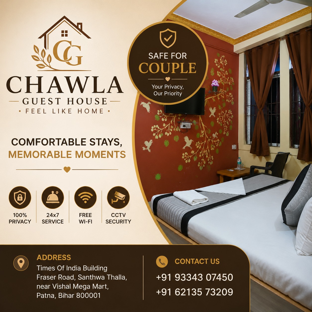 Chawla Guest House Facebook ad: Welcome to Chawla Guest House, Feel Like Home
