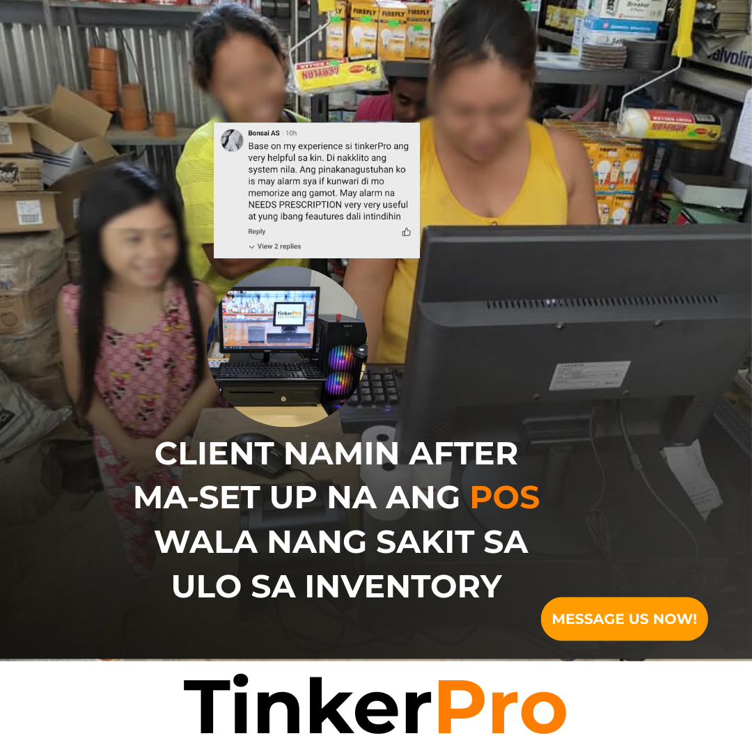 TinkerPro POS Facebook ad: Wala Nang Sakit sa Ulo sa Inventory!