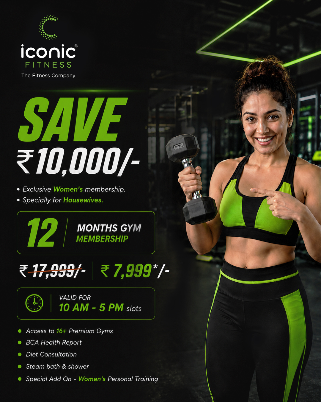 Iconic Fitness India Facebook ad: ₹10,000 Off. Only for Women!