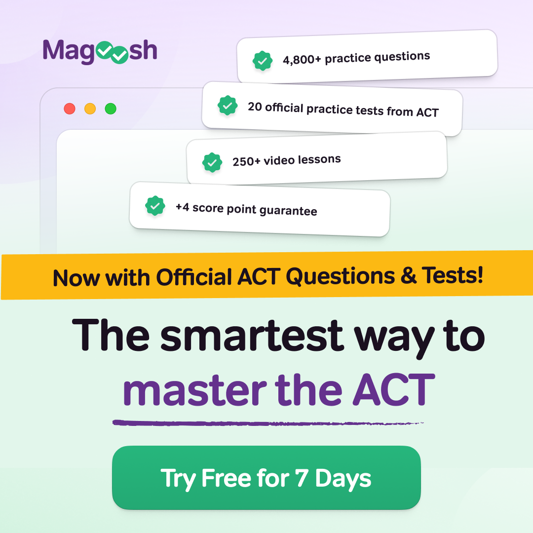 Magoosh Facebook ad: Official Magoosh ACT Test Questions