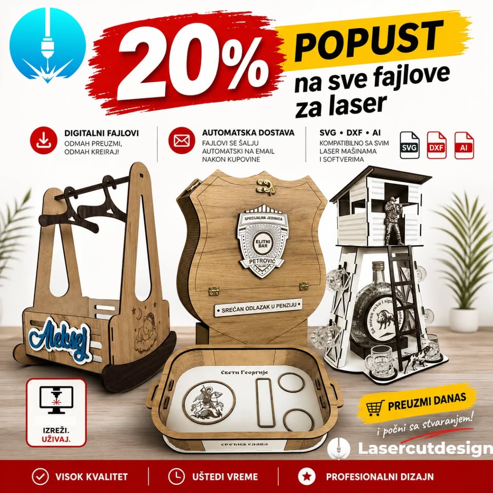 Lasercutdesign Facebook ad: AKCIJA: -20% NA SVE LASER FAJLOVE!