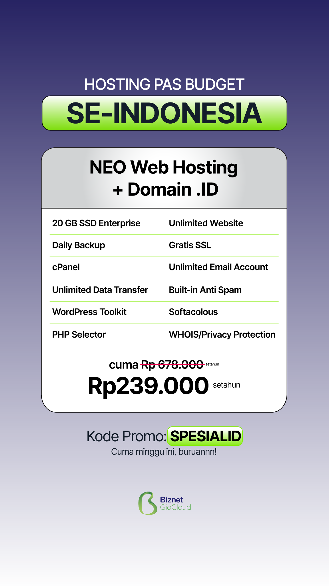 Biznet Gio Cloud Facebook ad