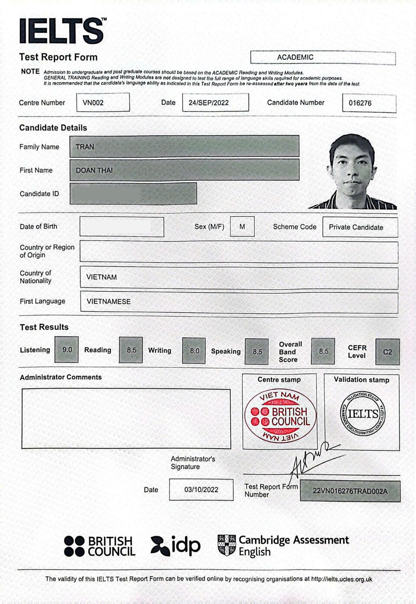 Thái Trần IELTS Facebook ad: Học IELTS sĩ số nhỏ, kèm cặp sát sao