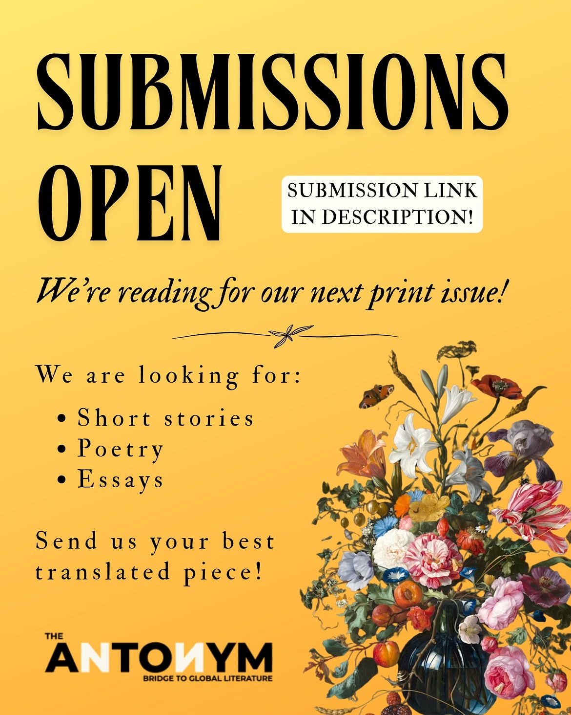 The Antonym Facebook ad: SUBMISSIONS OPEN!