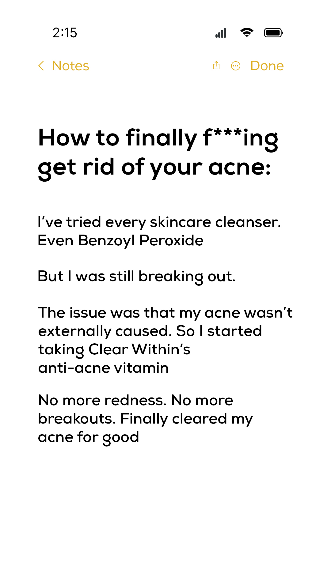 Within Skin Facebook ad
