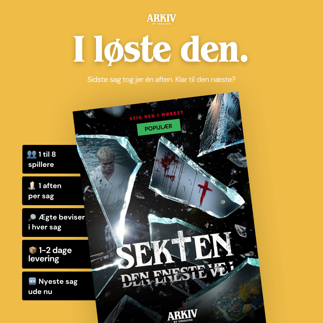 ARKIV by Unsolved - Moordmysteries om thuis op te lossen Facebook ad: Sagen løst? Næste sag venter.